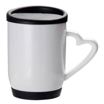 Kubek 360 ml z silikonową pokrywką i podstawką